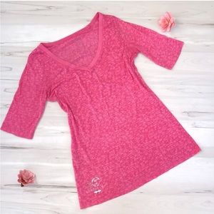 🌸3/$30🌸 Express Hot Pink 1/2 Sleeve V-Neck Workout Tee Shirt - Women's